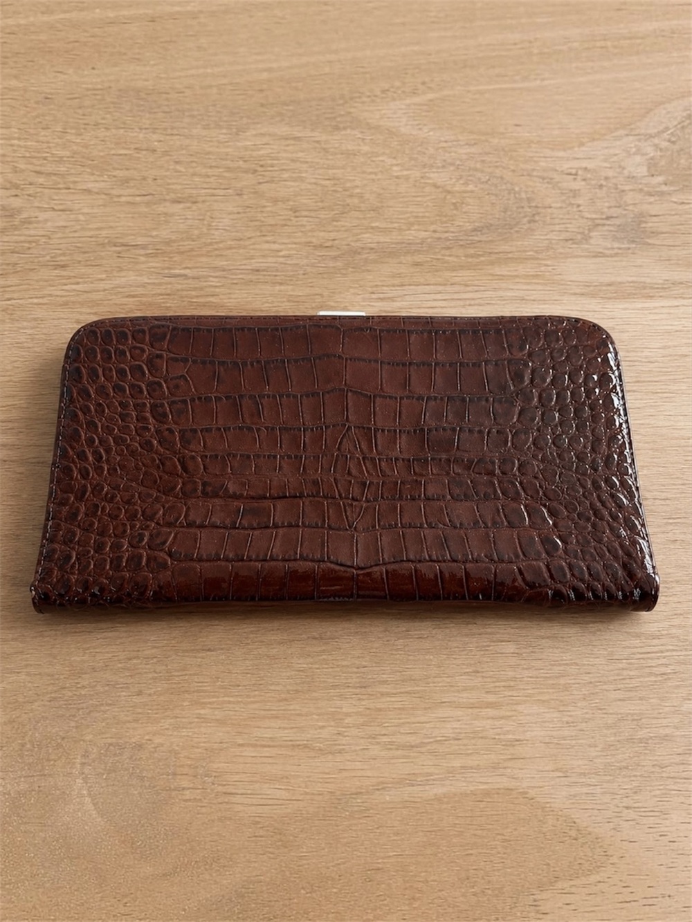 Lodis Brown Croc Embossed Leather Frame Wallet Clutch Organizer NWOT